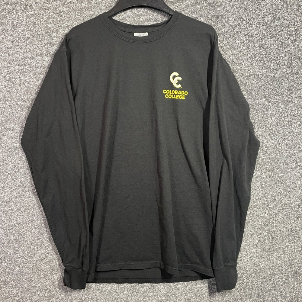 Colorado College Shirt Mens M Tigers Long Sleeve Black Comfort Wash